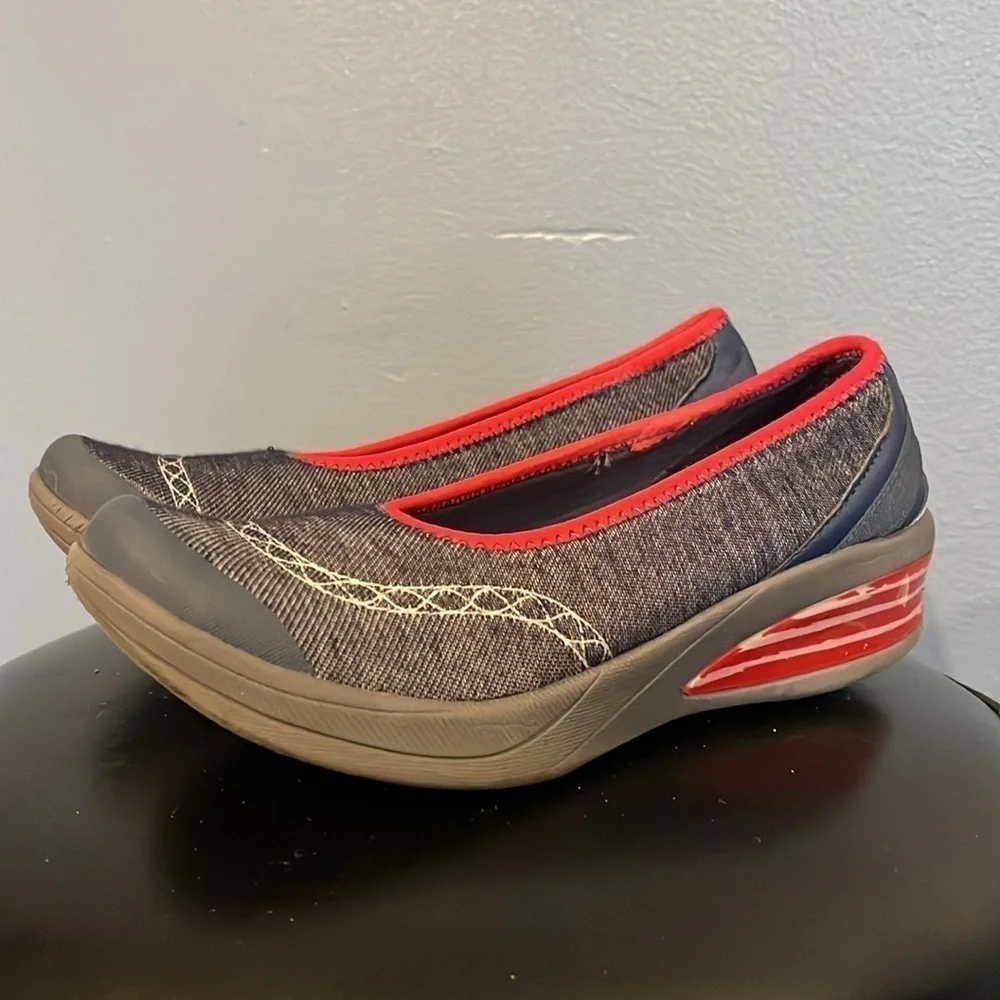 Natural Sport Comfort Shoes Casual Ladies Slip On Flexible Pull On Blue Size 7.5